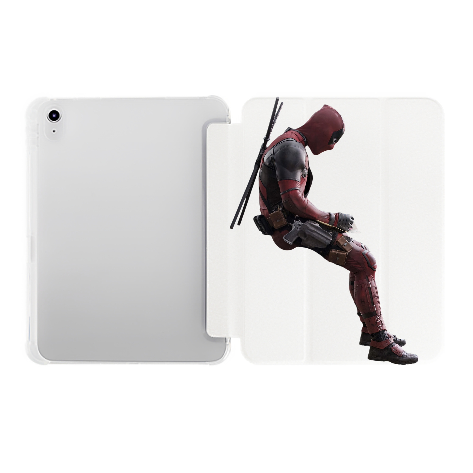 （画像用） Deadpool デッドプール IPad ケース ペン収納付き 三つ折りスタンド PUレザー×シリコン 対応機種9.5/10.5/10.9インチ